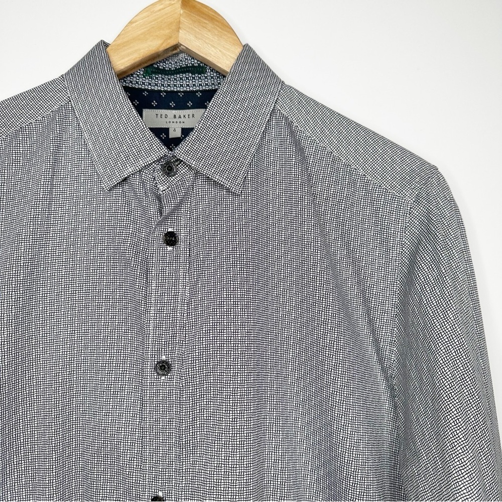 Ted Baker Men's Slim Fit Geometric Print Button Down Shirt - Size 4 (L)